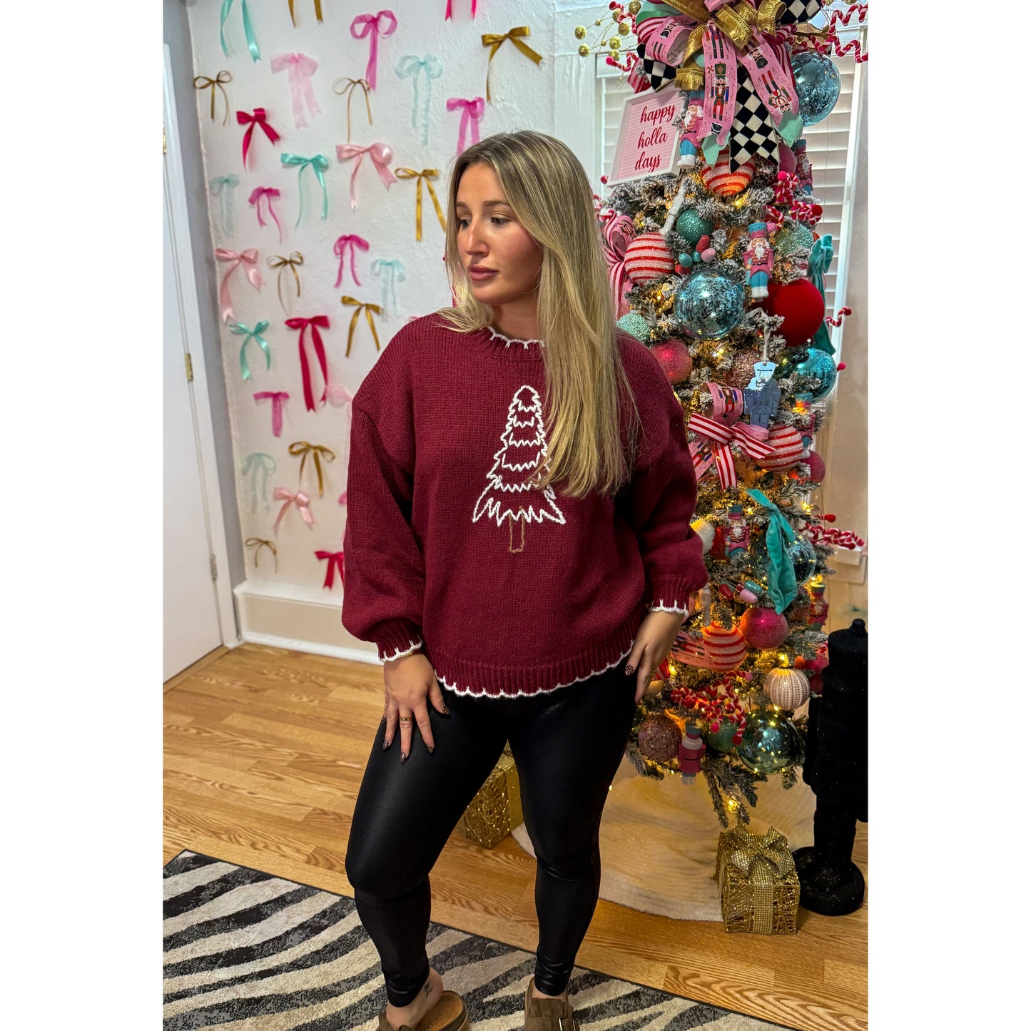 Tree Sweater, Burgundy
