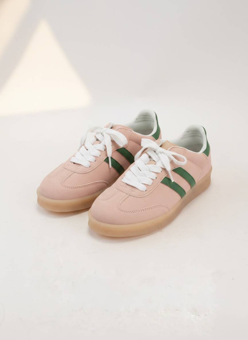 CHRISTI Retro Court Sneakers with Double Side Stripe