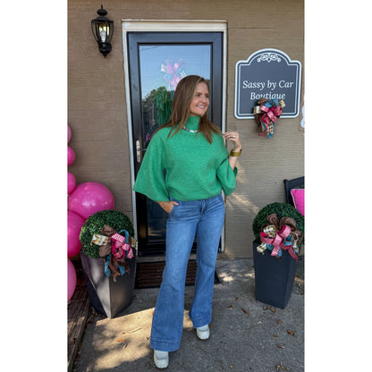 Ellison Mockneck Sweater, Apple Green