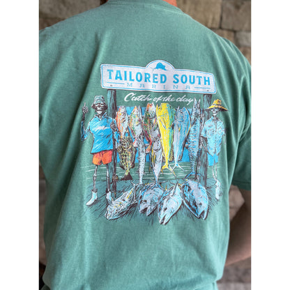 Mens Fishing T-Shirt, Hunter Green