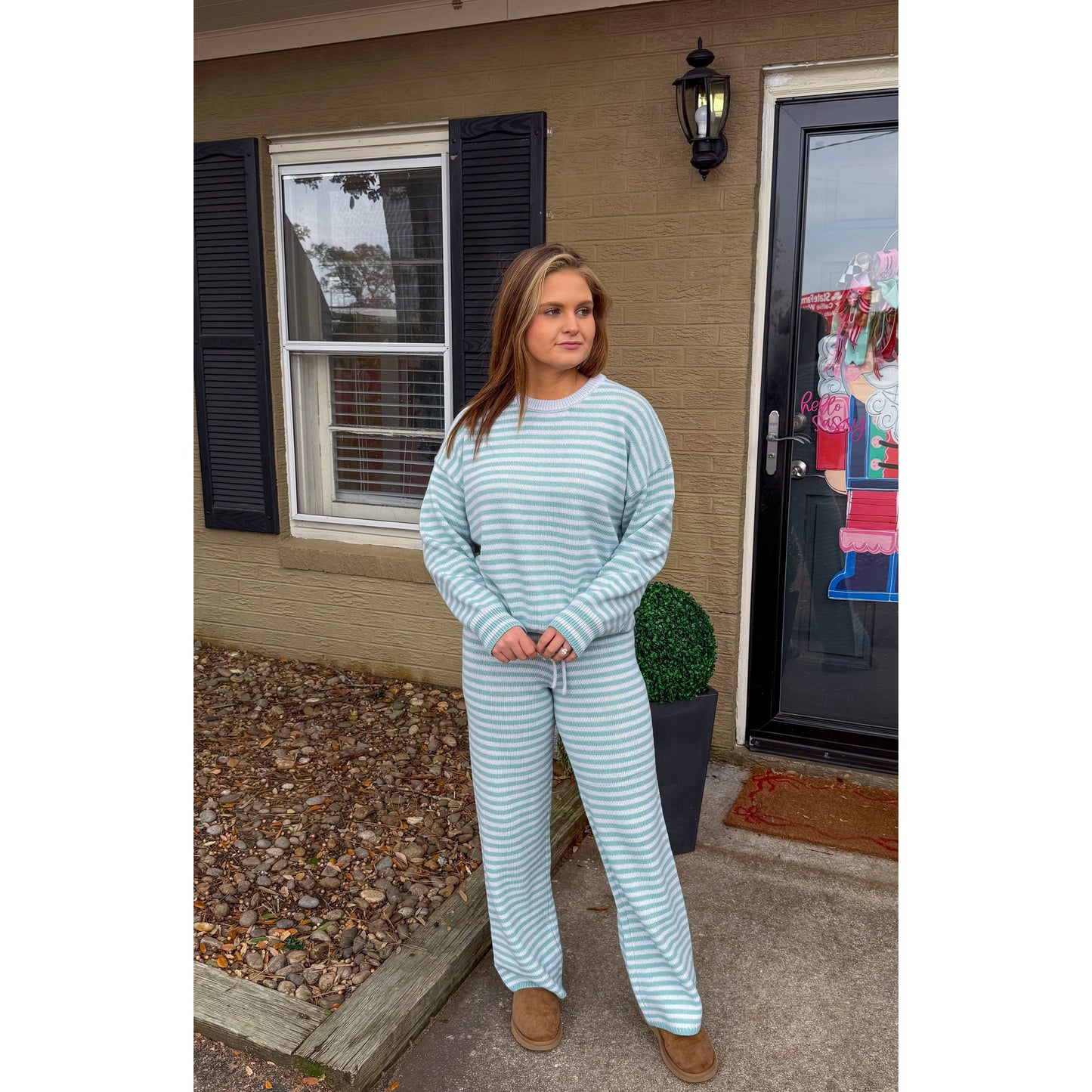 Knit Stripe Lounge Set, Blue Multi