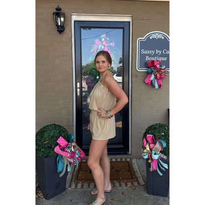 Eyelet Halter Neck Romper