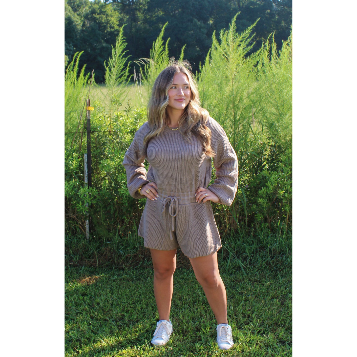 Dani Sweater Romper, Dark Taupe