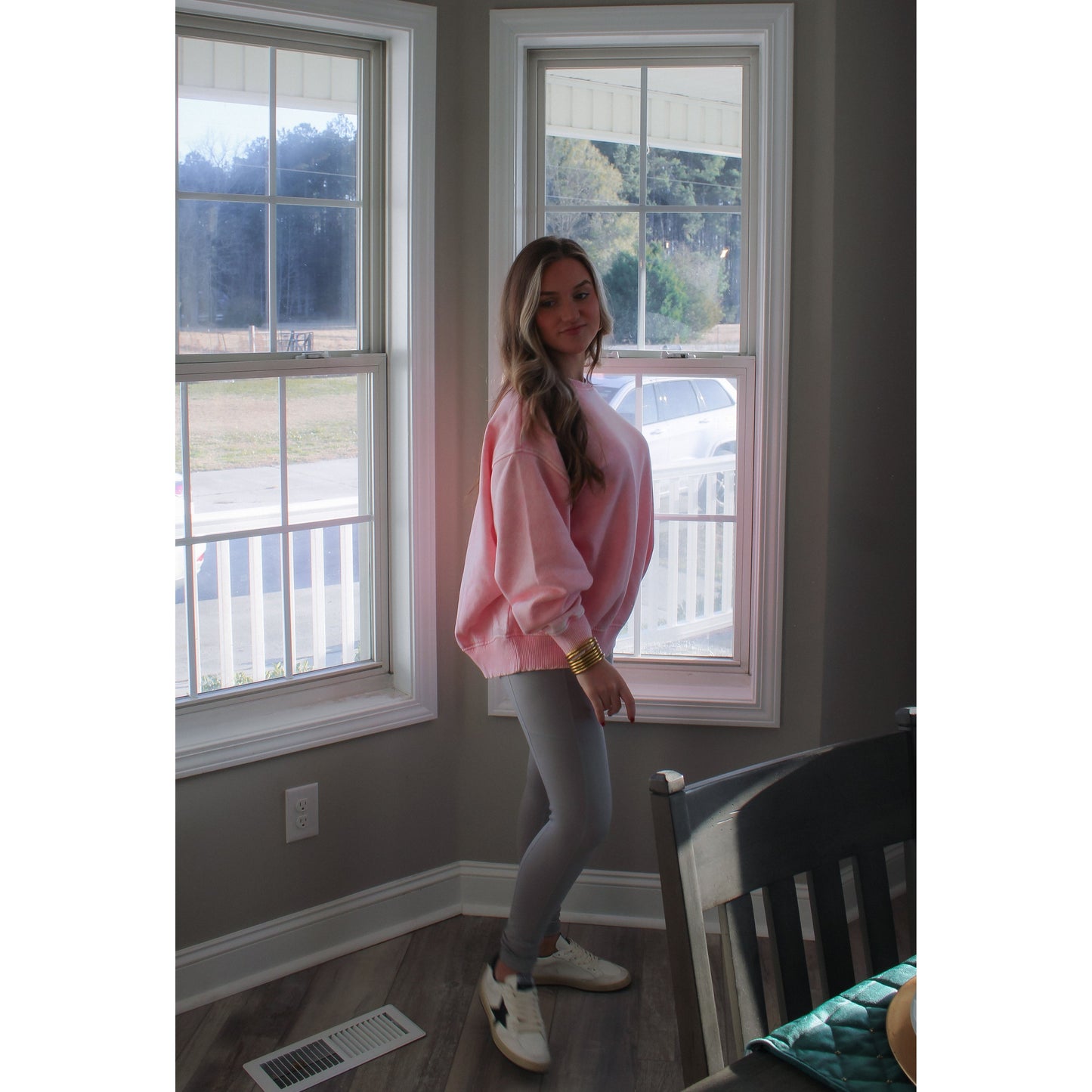 Georgie Oversized Sweatshirt, Light Pink