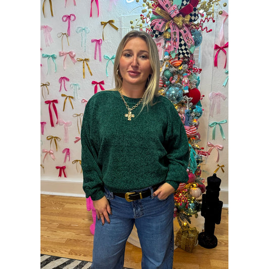 Fuzzy Sweater, Hunter Green