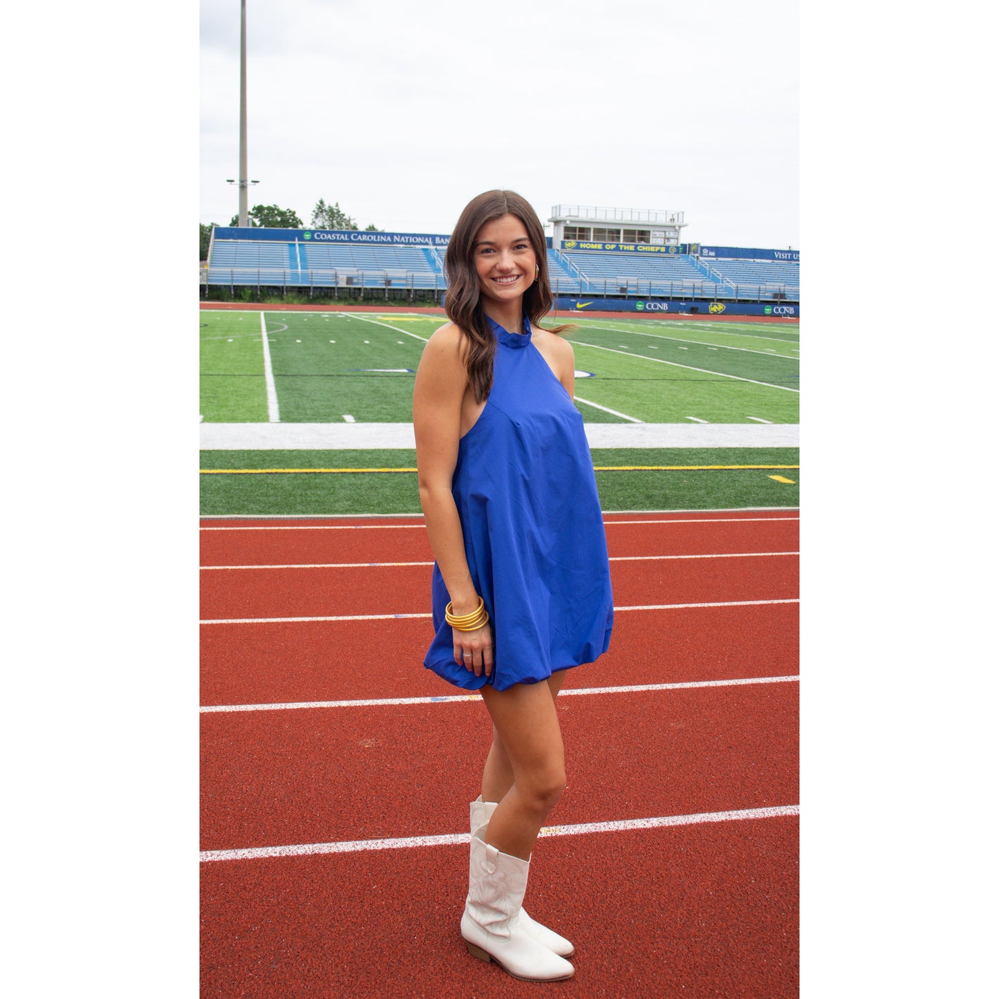 Remi Halter Neck Mini Dress, Royal Blue