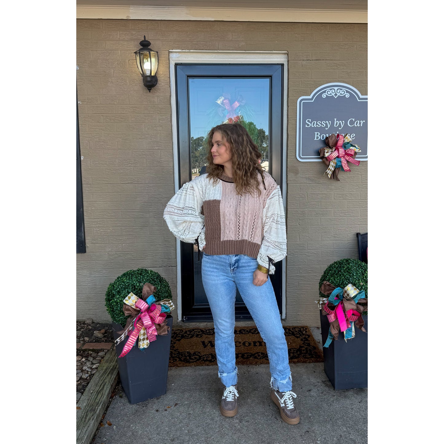 London Patchwork Sweater, Brown Multi