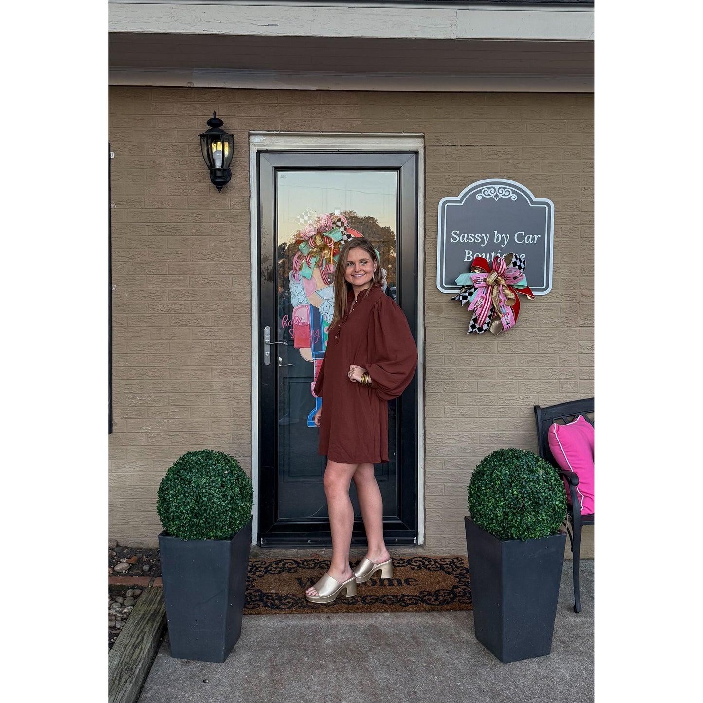 Ryleigh Mini Dress, Chocolate Brown