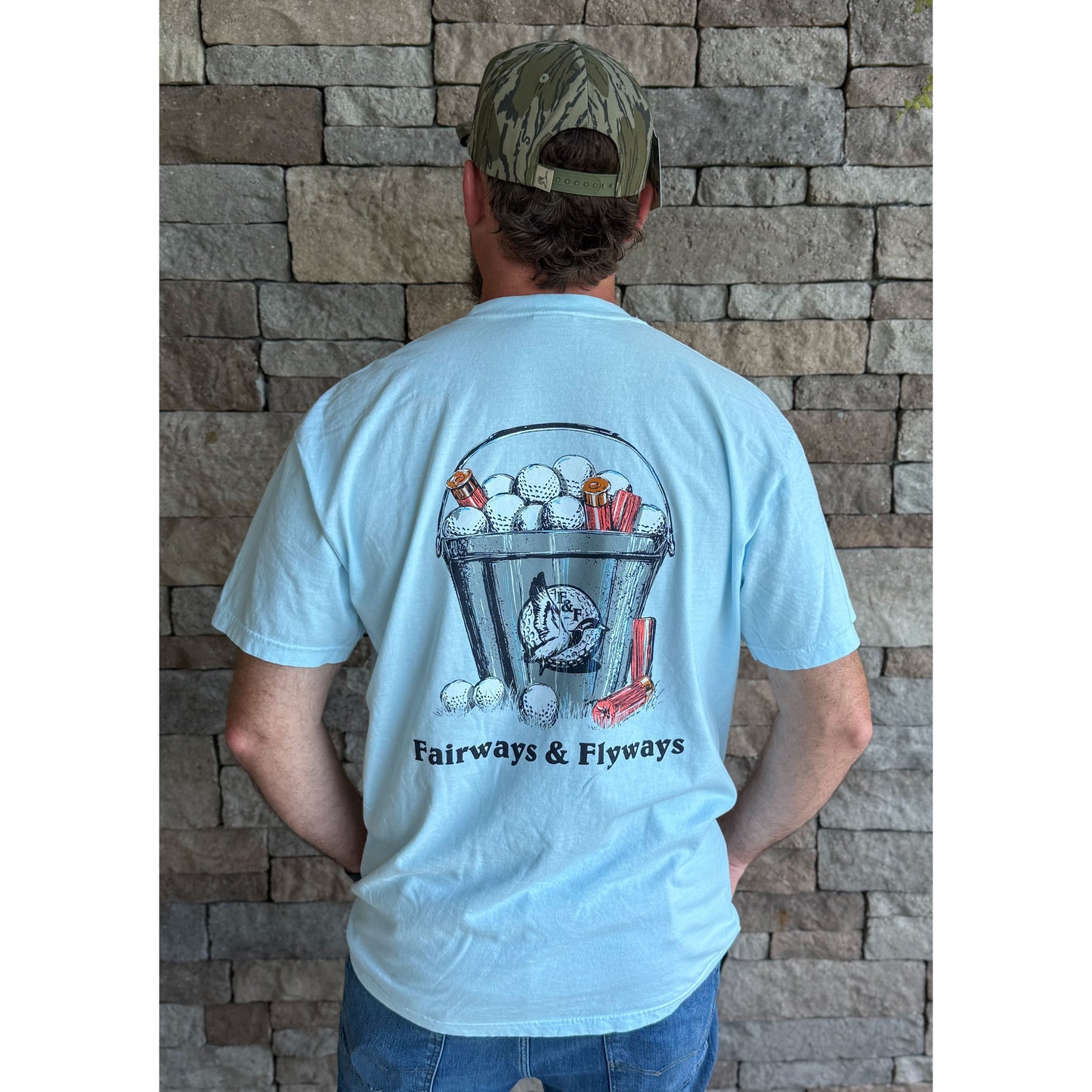 Mens Golf Bucket T-Shirt, Chambray Blue