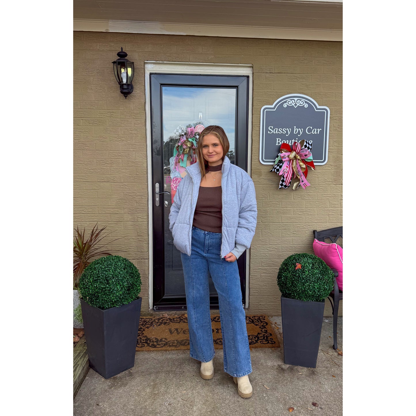 Heather Gray Puffer Jacket