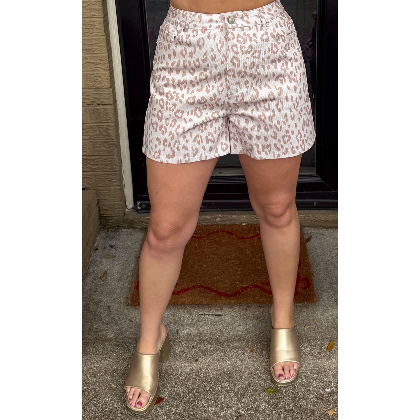 Leopard Denim Shorts