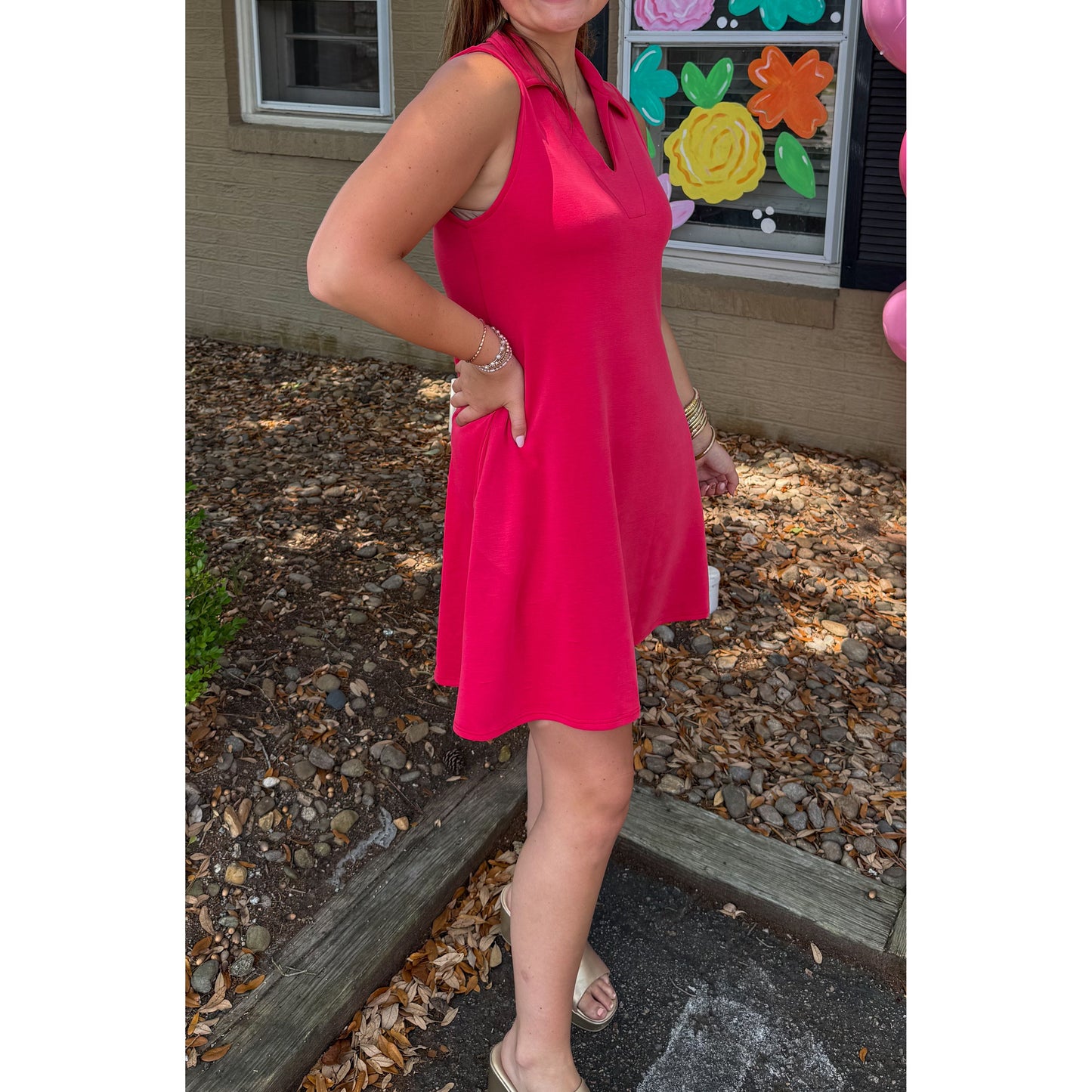 Darcy Mini Dress, Coral