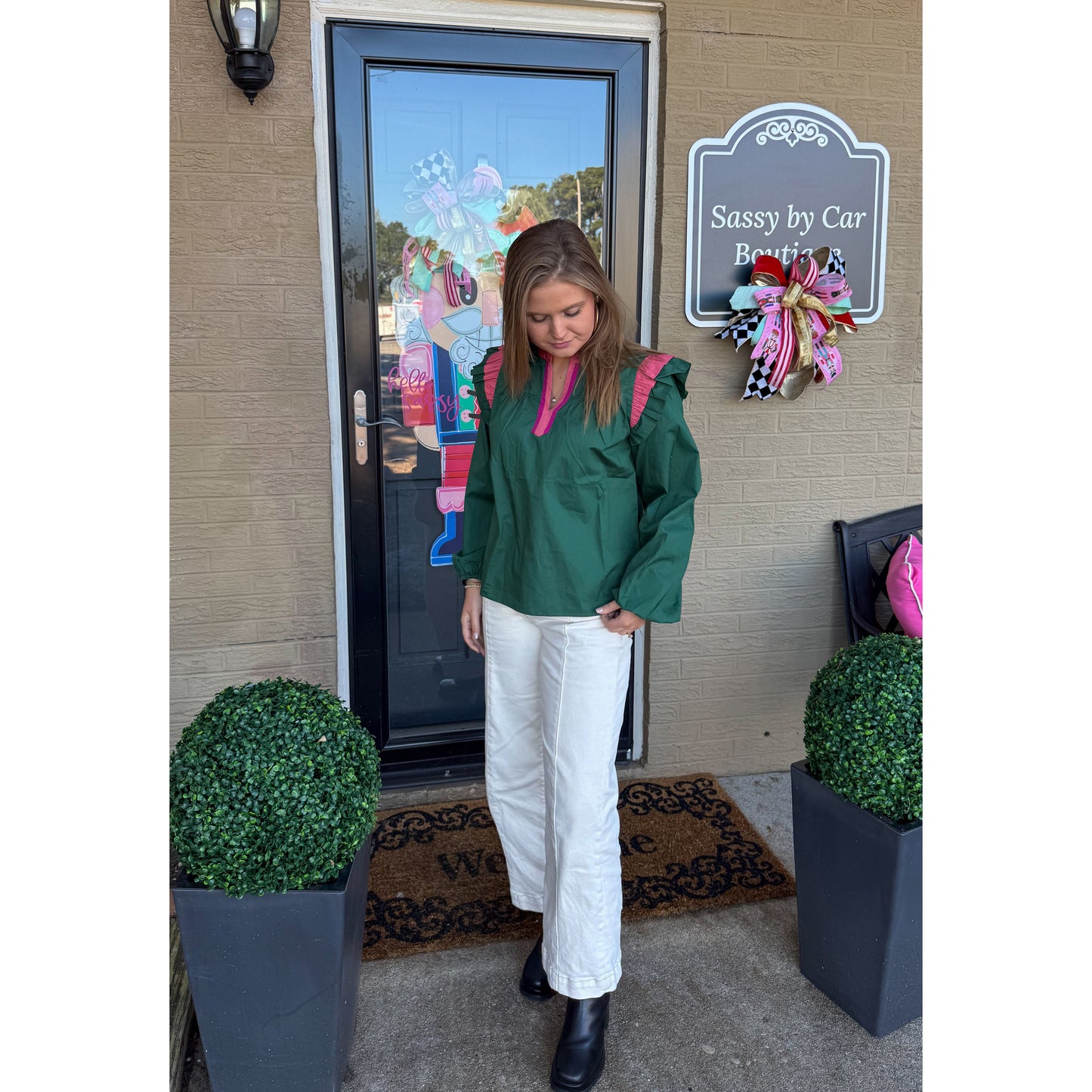 Molly Blouse, Hunter Green