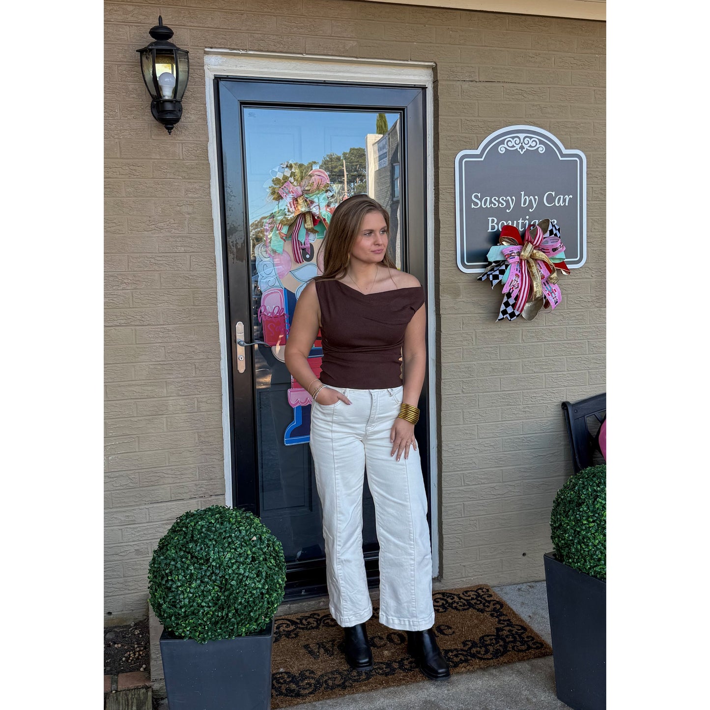 Asymmetrical Top, Chocolate Brown