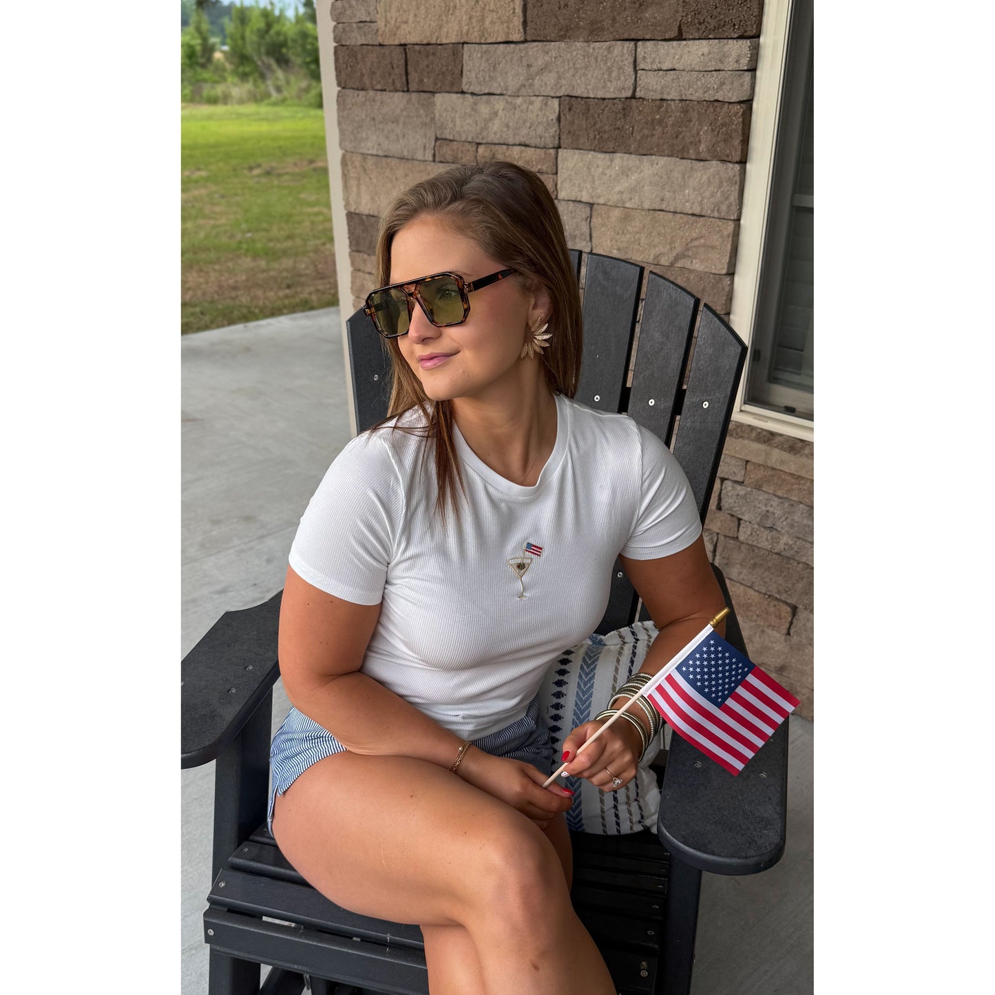 USA Cocktail Embroidered Baby Tee