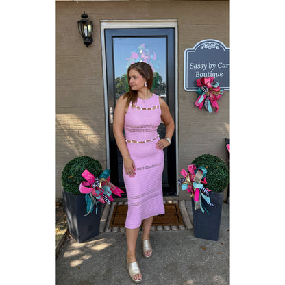 Seashell Detail Knit Dress, Baby Pink