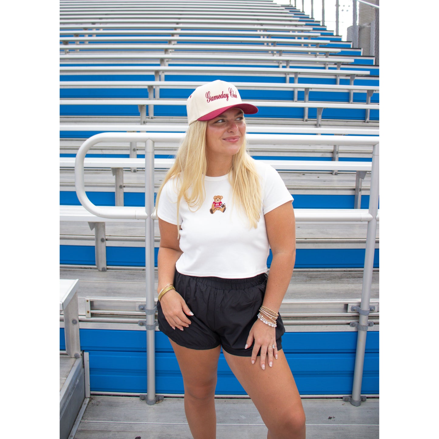 Teddy Bear Gameday Baby Tee, White