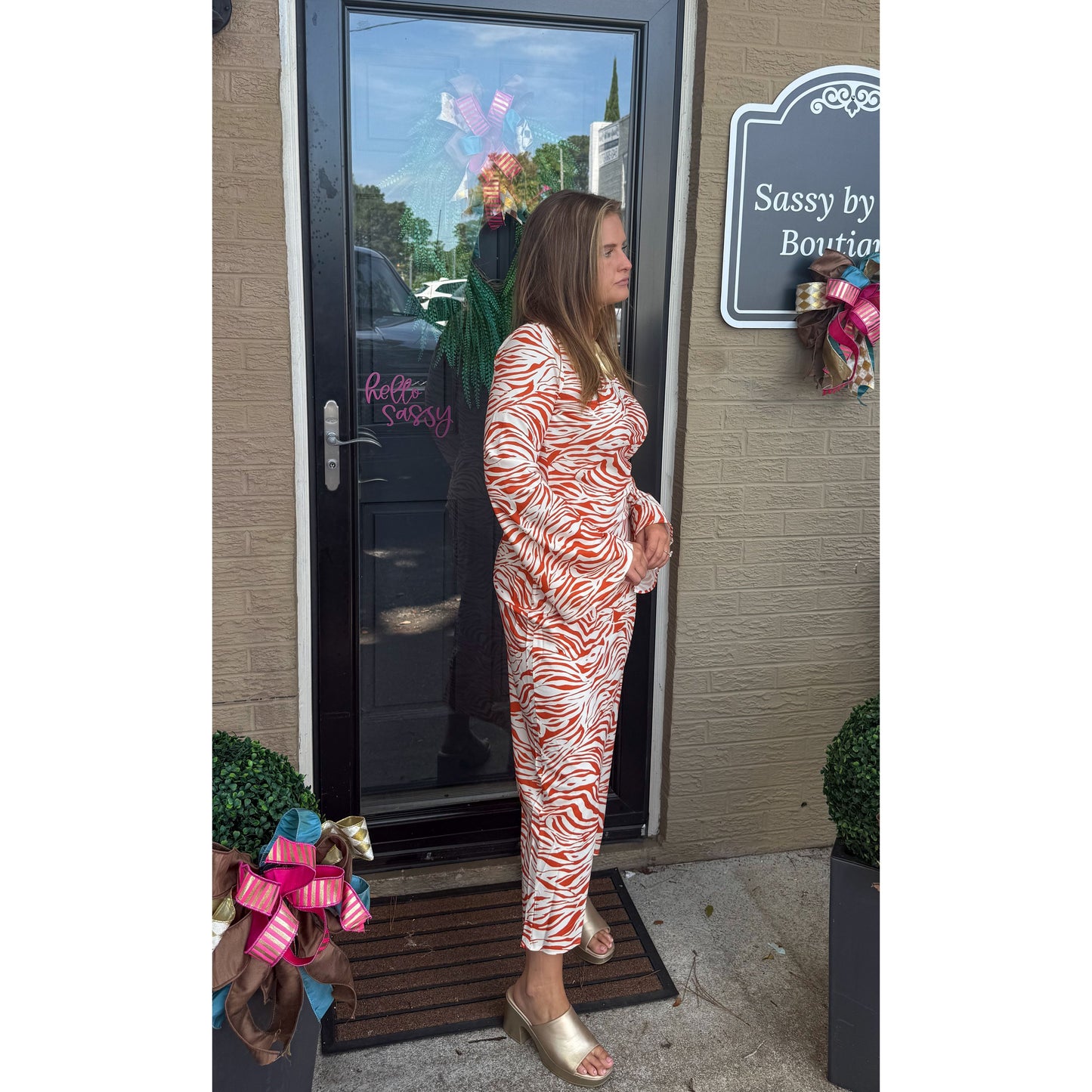 Willa Zebra Print Maxi Dress, Orange/Ivory