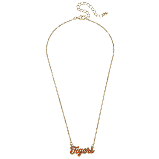 Clemson Tigers Pave Autograph Enamel Necklace in Orange