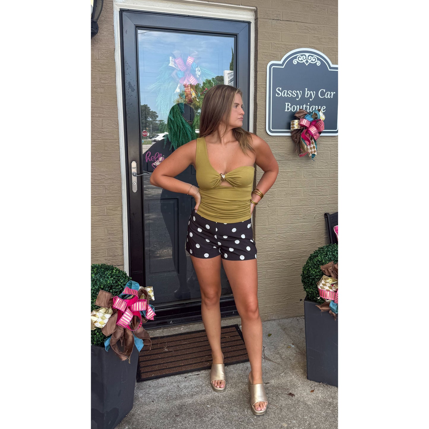 Presley Cutout Top, Olive Green