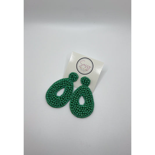 Chrisi Teardrop Beaded Earrings, Green