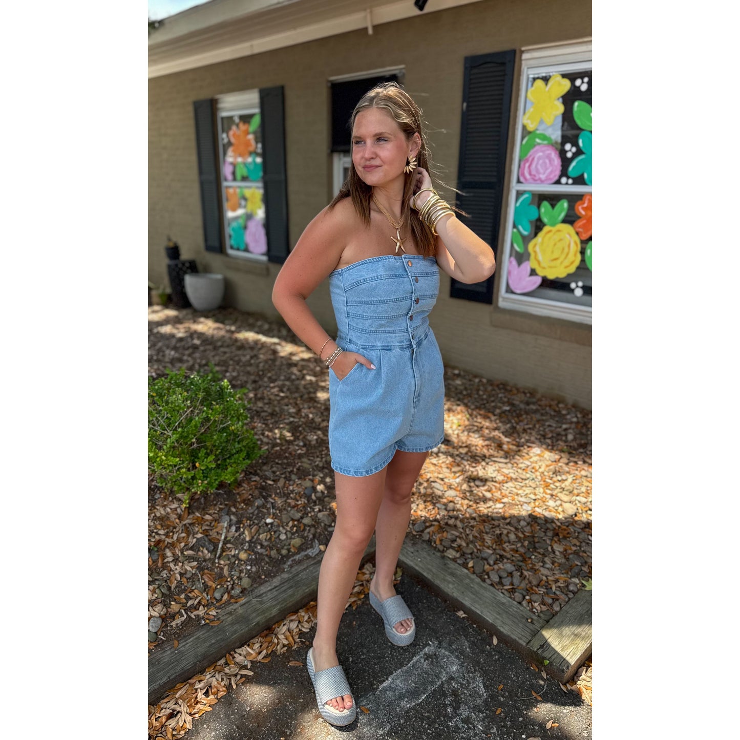 Denim Romper