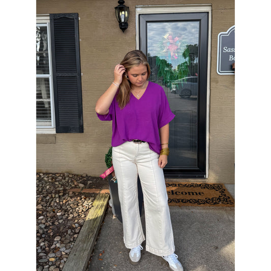 Stevie V-Neck Top, Purple