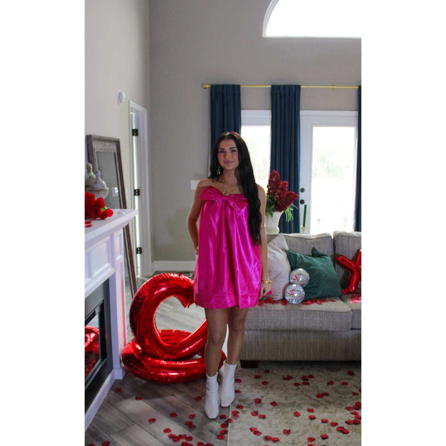 Put A Bow Mini Dress, Hot Pink