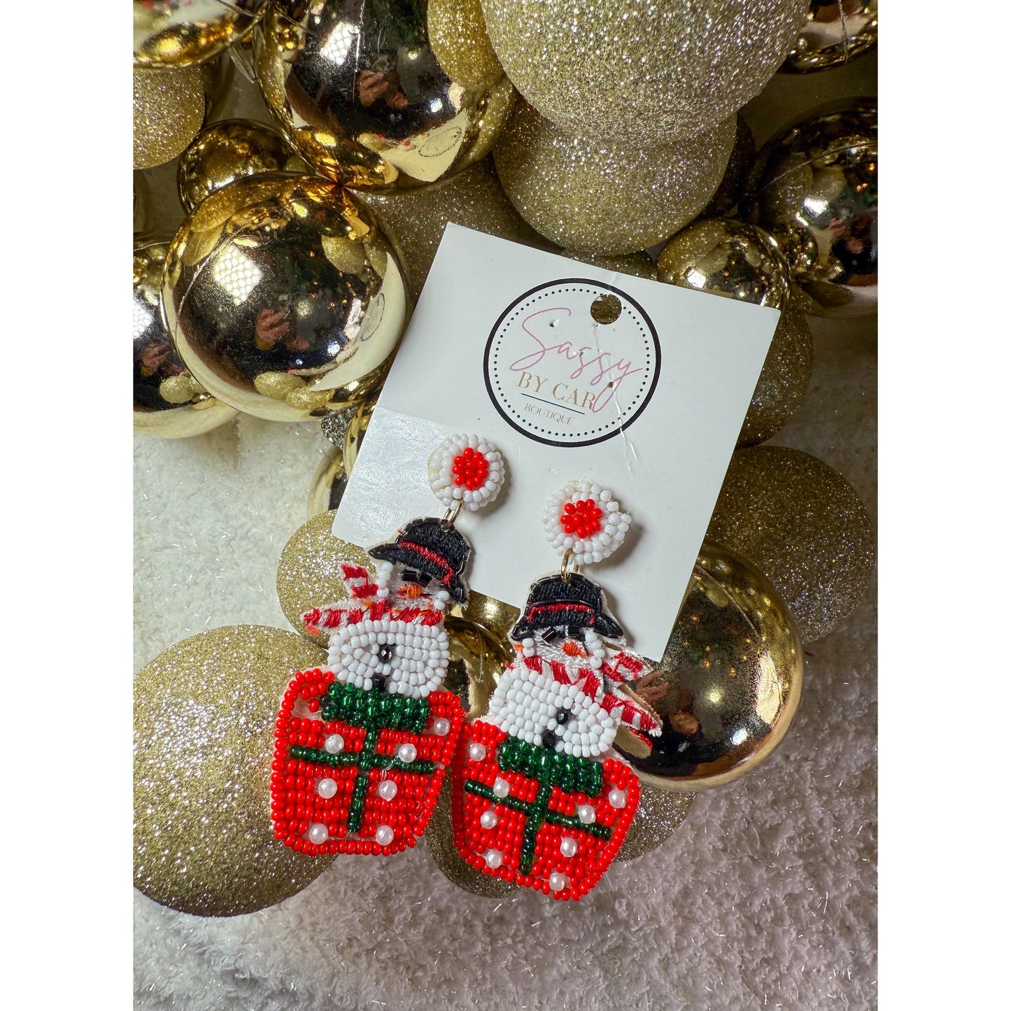 Snowman Present Earrings