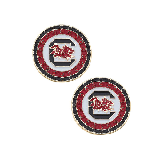 South Carolina Gamecocks Pave Disc Stud Earrings