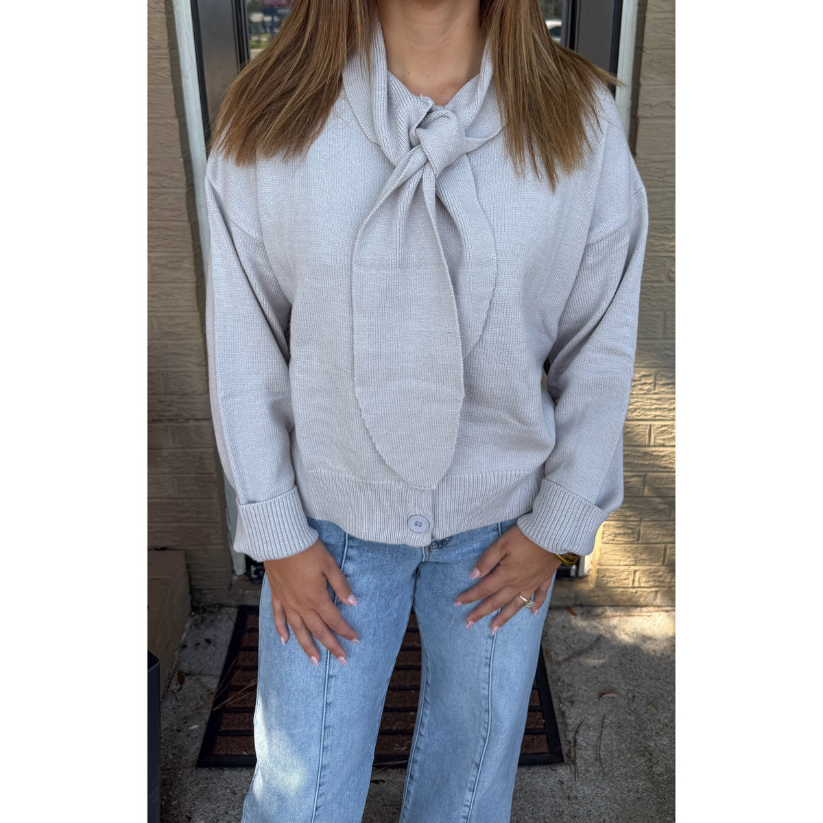 Merritt Detail Sweater, Grey