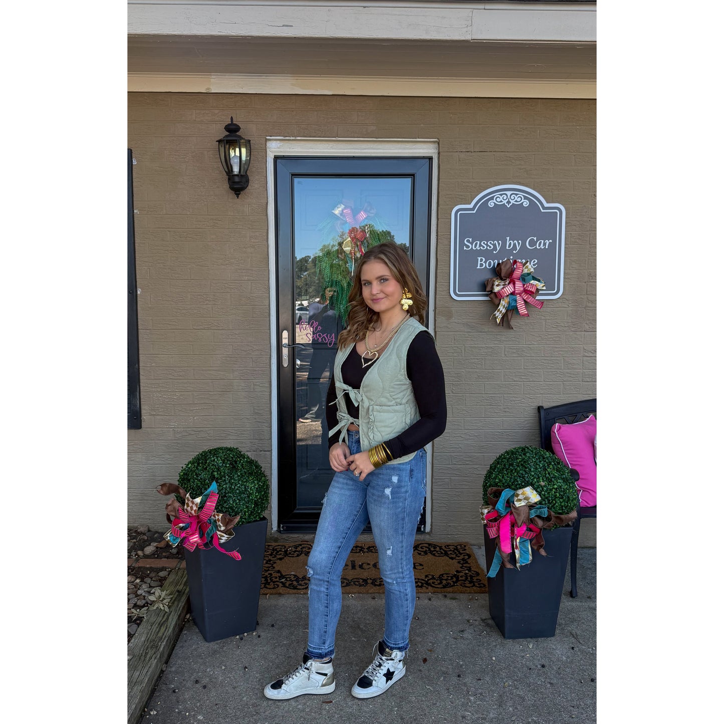 Reign Quilted Vest, Sage Green