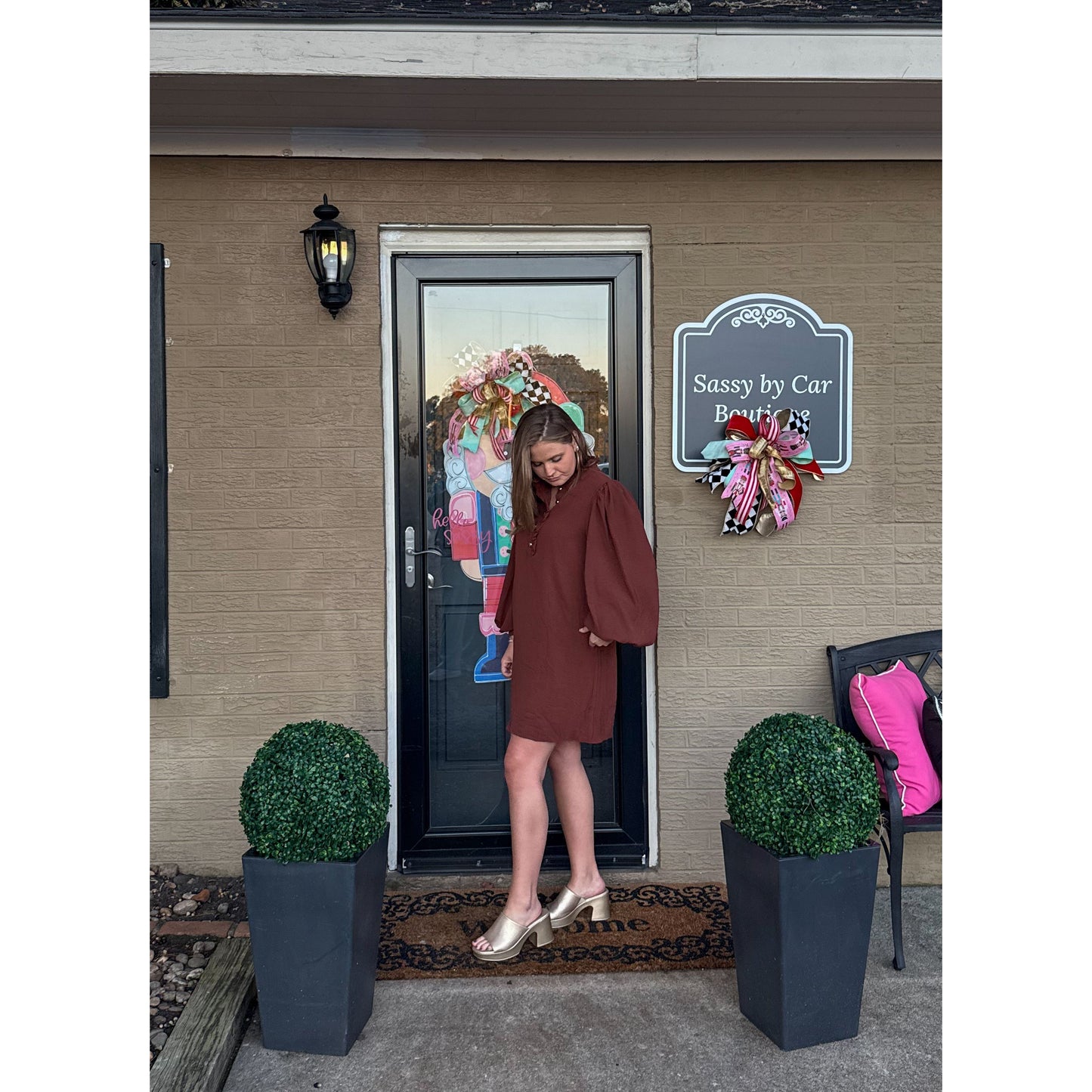 Ryleigh Mini Dress, Chocolate Brown