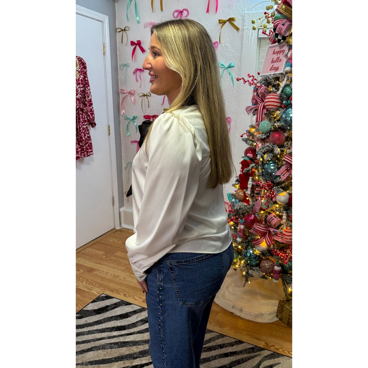 White Blouse w/ Black Bow