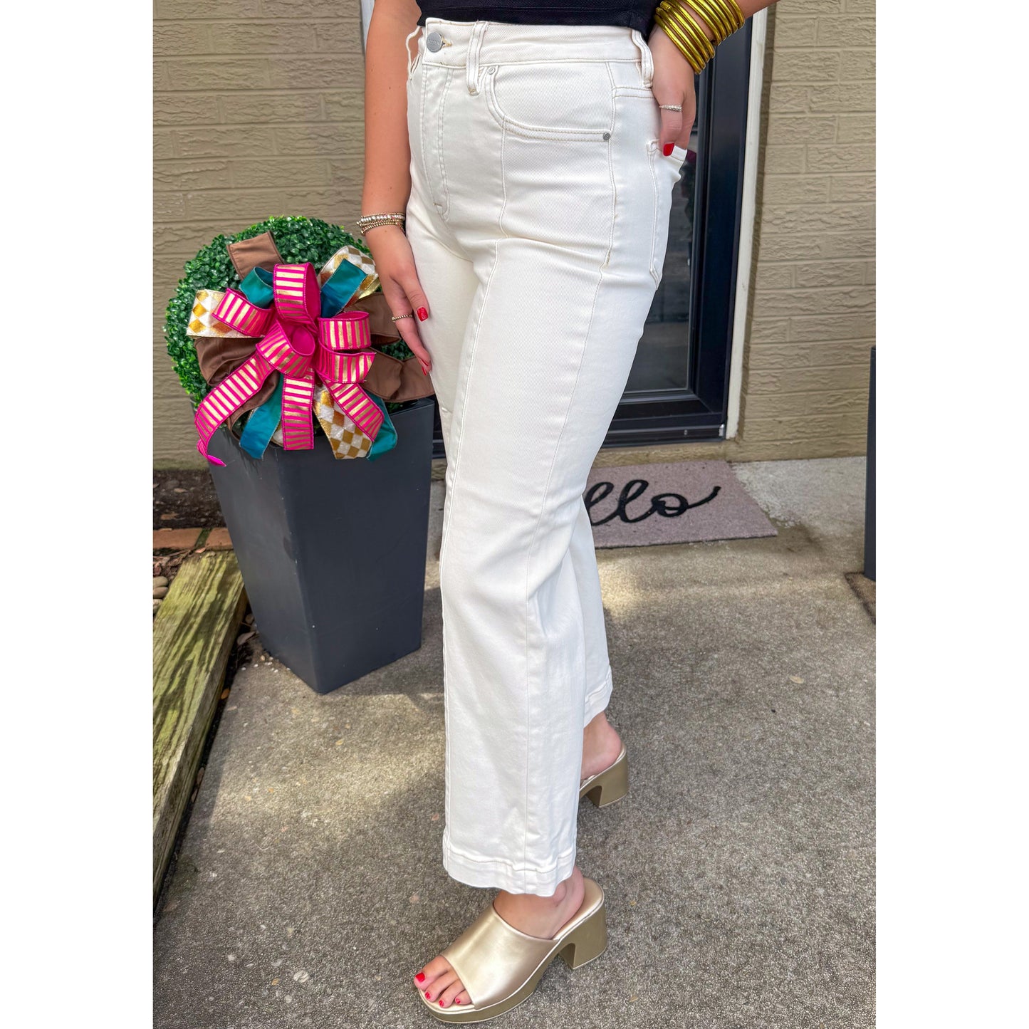 Ivory Wide Leg Jeans