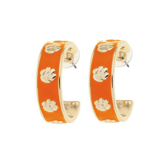 Clemson Tigers Enamel Logo Hoop Earrings