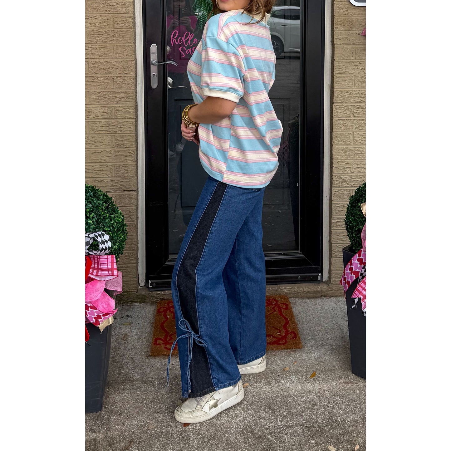 Oversized Stripe Polo Top