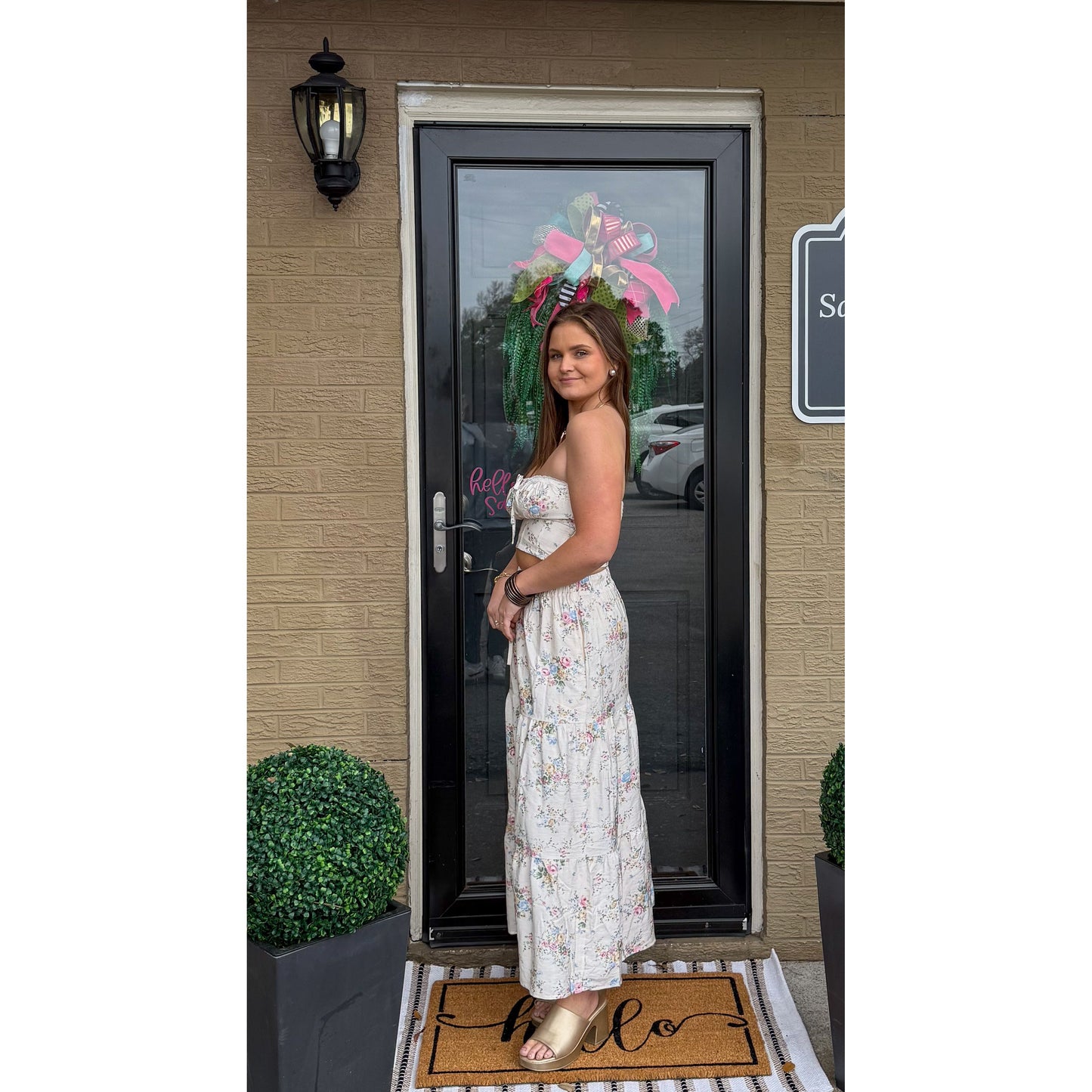 Floral Detail Maxi Skirt Set, Multi