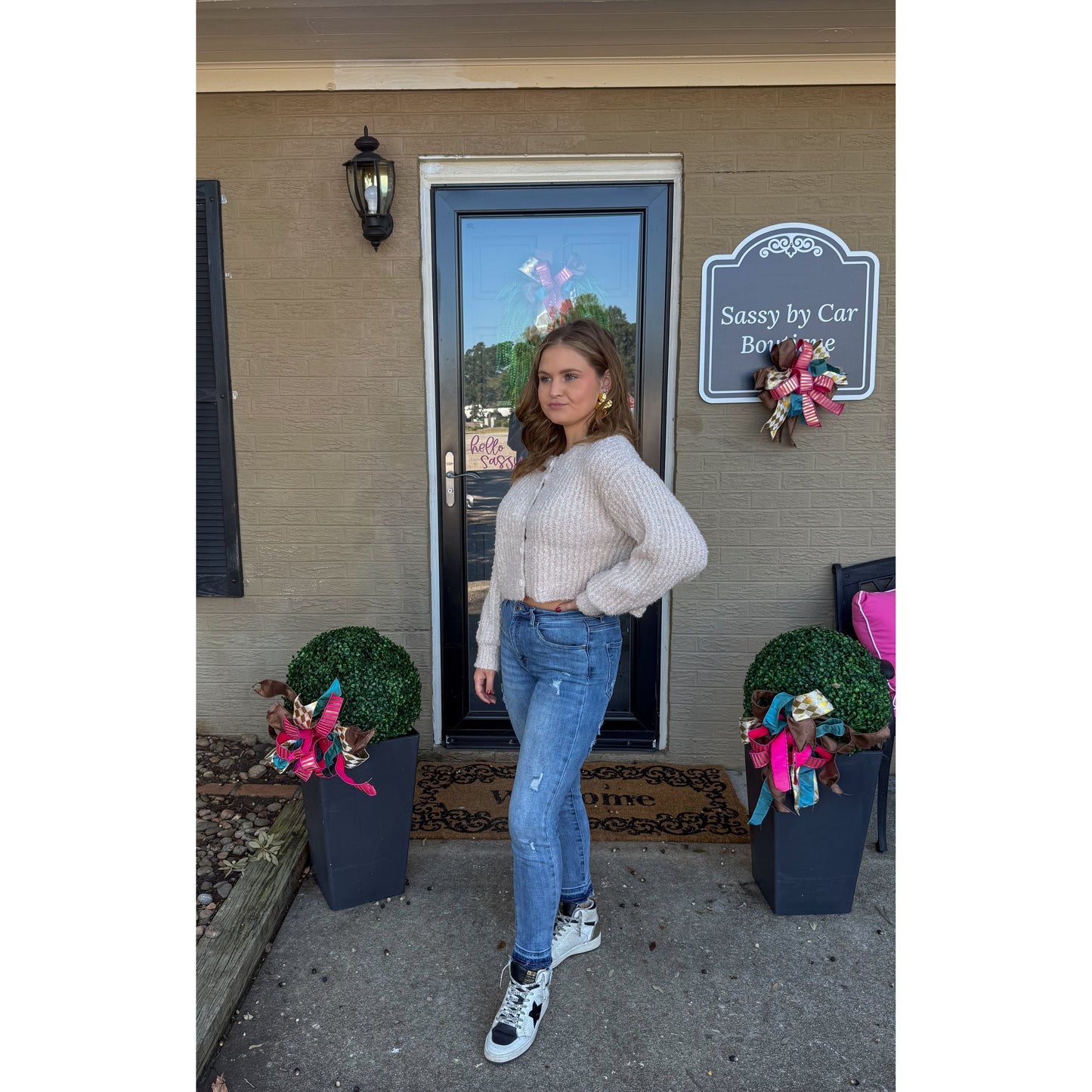 Fuzzy Cardigan, Taupe