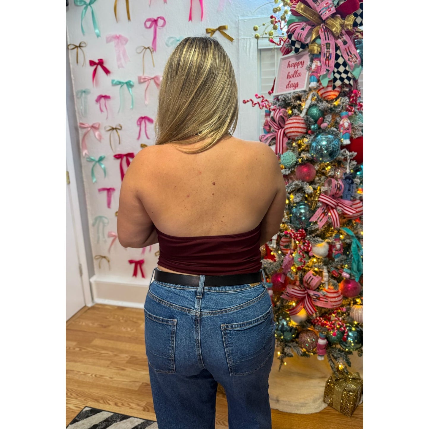 Cameron Halter Top, Burgundy