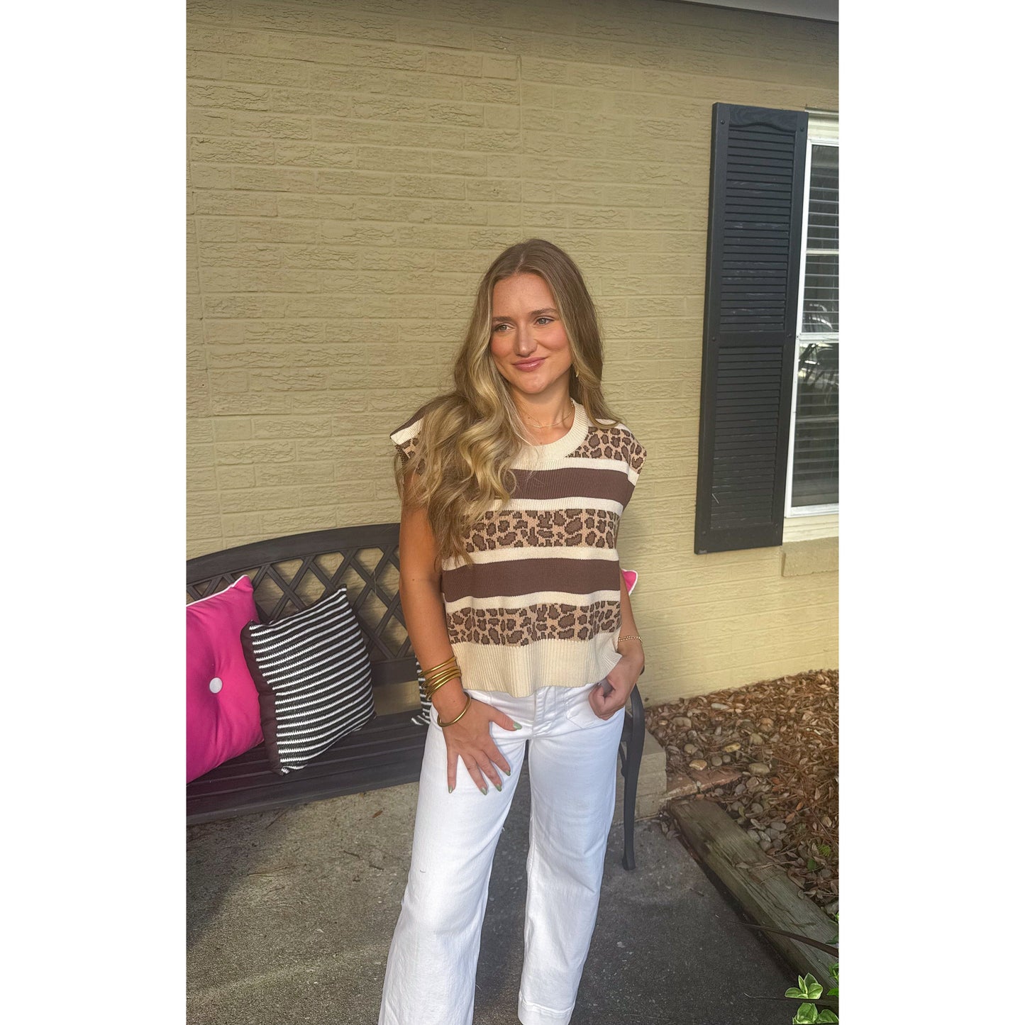 Kennedy Cheetah Top, Taupe Multi