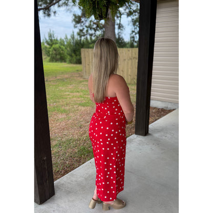 Polka Dot Detail Midi Dress