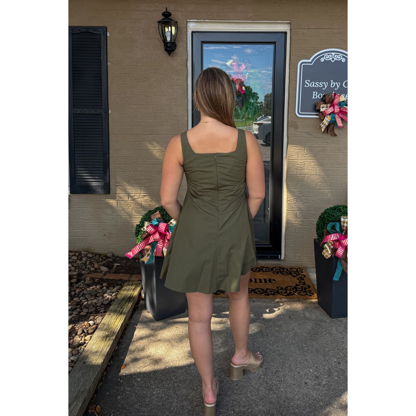 Olive Mini Dress, Green