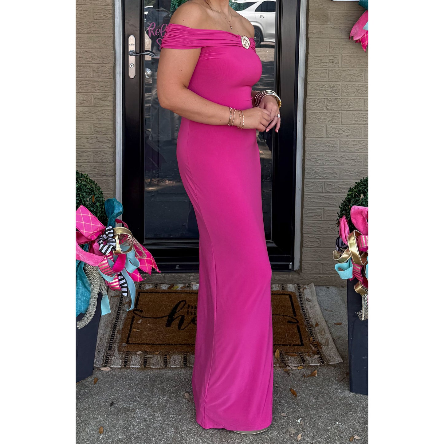 OTS Seashell Maxi Dress, Fuchsia