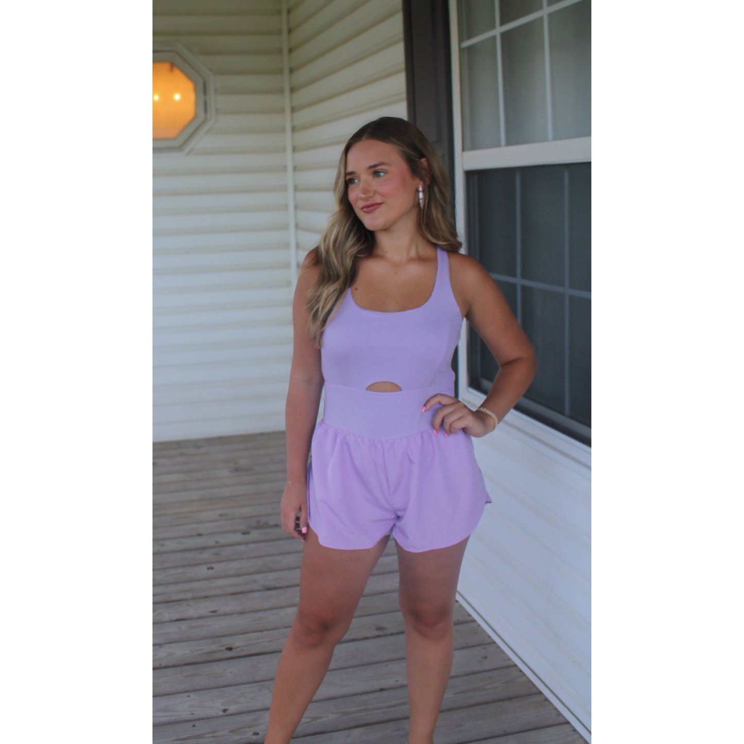 Chelsea Workout Romper, Lavender