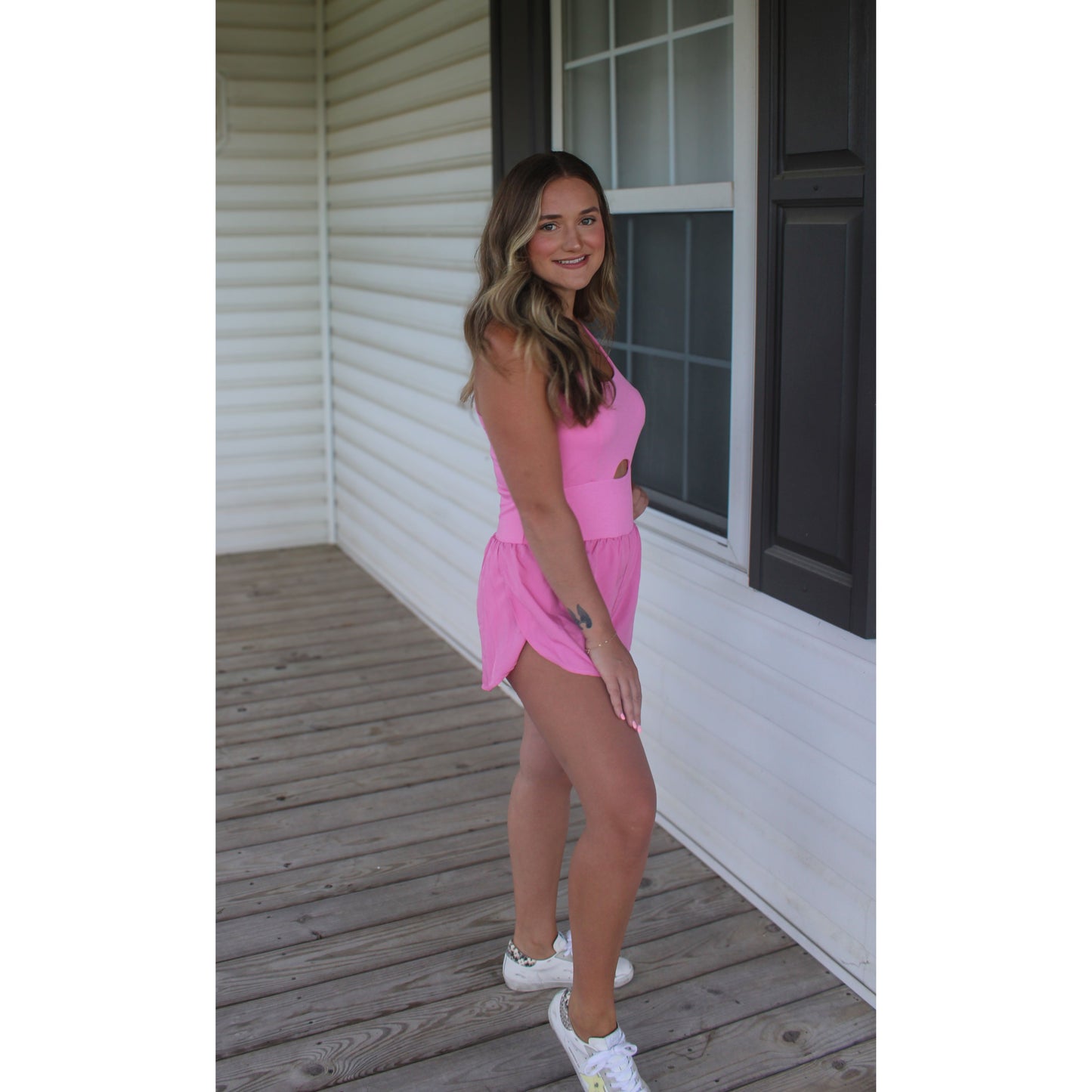 Chelsea Workout Romper, Soft Pink