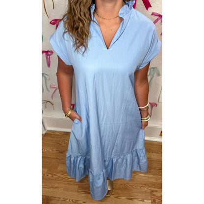 Belle Midi Dress, Sky Blue