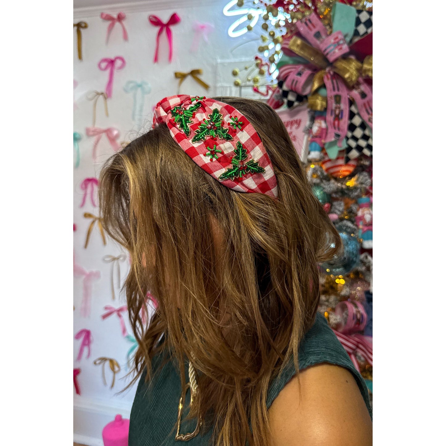 Mistletoe Plaid Headband