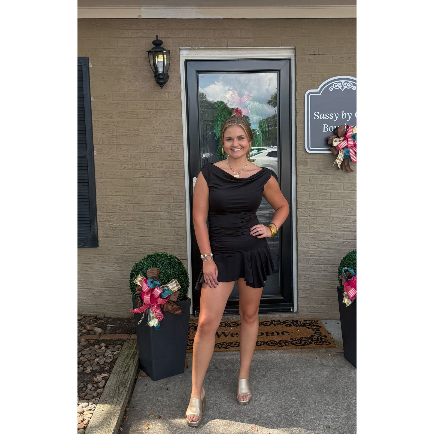 Asymmetrical Mini Dress, Black