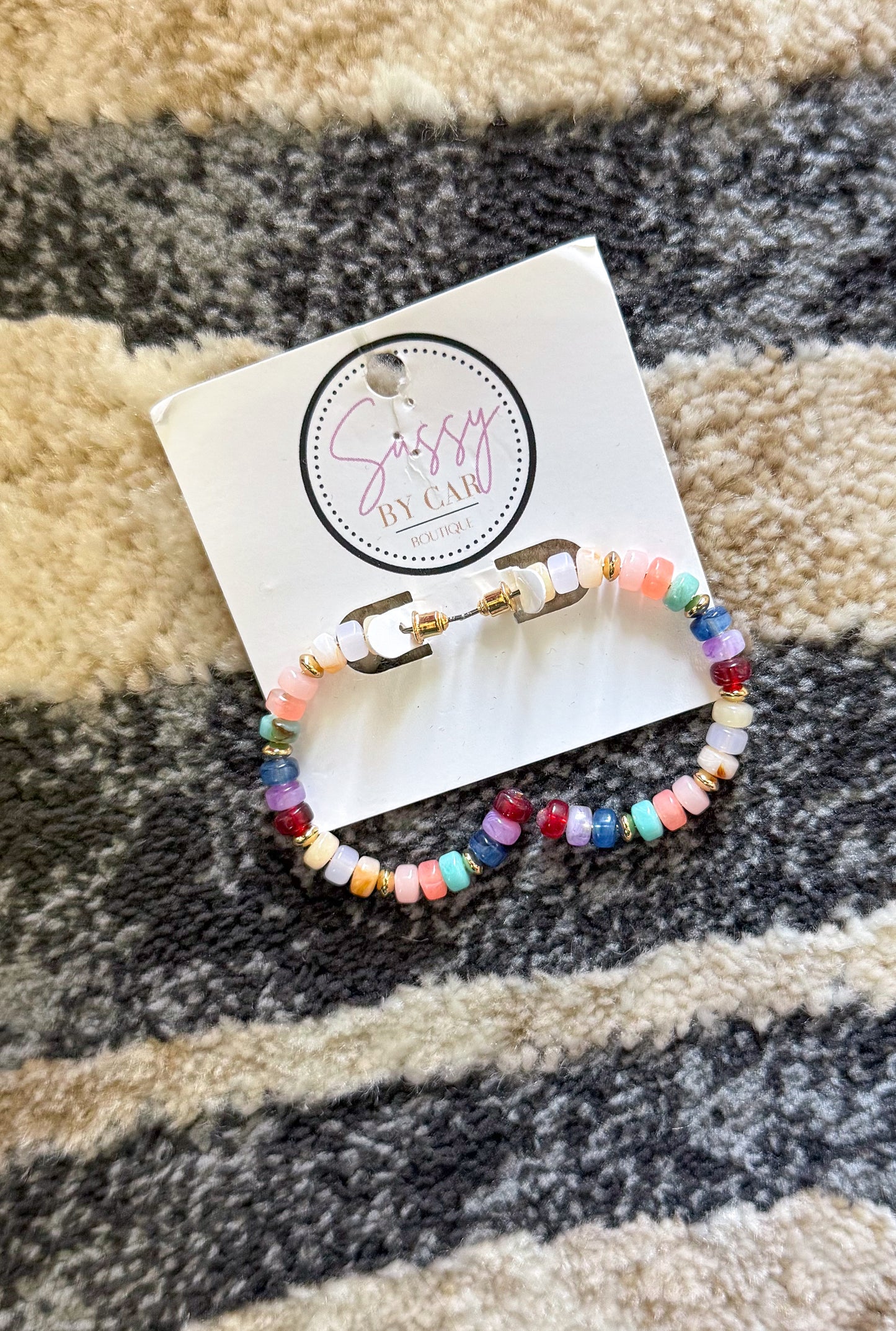 Multi Color Beaded Hoops